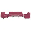 Image de vidaXL Ensemble de canapés 3 pcs avec coussins Rouge bordeaux Velours