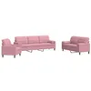 Image de vidaXL Ensemble de canapés 3pcs et coussins et traversins rose velours