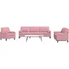 Image de vidaXL Ensemble de canapés 3pcs et coussins et traversins rose velours