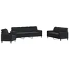 Image de vidaXL Ensemble de canapés 3pcs et coussins et traversins noir velours