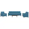 Image de vidaXL Ensemble de canapés 3pcs et coussins et traversins bleu velours