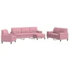 Image de vidaXL Ensemble de canapés 4pcs et coussins et traversins rose velours