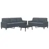 Image de vidaXL Ensemble de canapés 2 pcs avec coussins Gris foncé Velours