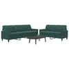 Image de vidaXL Ensemble de canapés 2 pcs avec coussins Vert foncé Velours