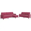 Image de vidaXL 3-delige Loungeset met kussens fluweel wijnrood