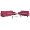 Image de vidaXL Ensemble de canapés 3 pcs avec coussins Rouge bordeaux Velours