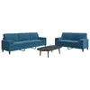 Image de vidaXL Ensemble de canapés 2pcs et coussins et traversins bleu velours