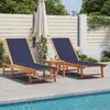 Image de vidaXL Chaises longues lot de 2 table bleu bois d'acacia et textilène