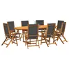Image de vidaXL Ensemble à manger de jardin 9pcs bois d'acacia solide textilène