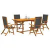 Image de vidaXL Ensemble à manger de jardin 5pcs bois d'acacia solide textilène