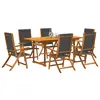 Image de vidaXL Ensemble à Manger de jardin 7pcs bois d'acacia solide textilène