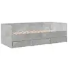 Image de vidaXL Lit de jour avec tiroirs sans matelas gris béton 90x200 cm