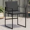 Image de vidaXL Chaises de jardin et coussins lot de 4 noir acier et textilène