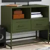 Image de vidaXL Meuble TV vert olive 68x39x60,5 cm acier