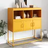 Image de vidaXL Buffet jaune moutarde 100,5x39x107 cm acier