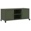 Image de vidaXL Meuble TV vert olive 100,5x39x43,5 cm acier