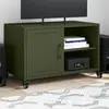 Image de vidaXL Meuble TV vert olive 68x39x43,5 cm acier