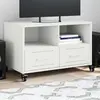 Image de vidaXL Meuble TV blanc 68x39x43,5 cm acier