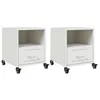 Image de vidaXL Tables de chevet 2 pcs blanc 36x39x43,5 cm acier