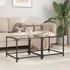 Image de vidaXL Tables basses avec dessus en verre transparent 2 pcs acier