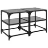 Image de vidaXL Salontafels 2 st met zwart glazen blad 40x40x45 cm staal