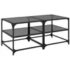 Image de vidaXL Salontafels 2 st met zwart glazen blad 50x50x45 cm staal
