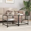 Image de vidaXL Tables basses avec dessus en verre noir 2 pcs 50x50x45 cm acier