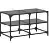 Image de vidaXL Salontafel met zwart glazen blad 78,5x40x45 cm staal