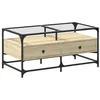 Image de vidaXL Table basse et dessus en verre chêne sonoma 98,5x50x45 cm acier