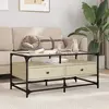 Image de vidaXL Table basse et dessus en verre chêne sonoma 98,5x50x45 cm acier