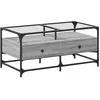 Image de vidaXL Table basse avec dessus en verre sonoma gris 98,5x50x45cm acier