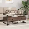 Image de vidaXL Table basse et dessus en verre chêne marron 98,5x50x45 cm acier