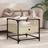 Image de vidaXL Table basse et dessus en verre chêne sonoma 50x50x45 cm acier