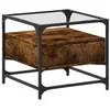 Image de vidaXL Salontafel met glazen blad 50x50x45 cm gerookt eiken staal