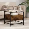 Image de vidaXL Table basse avec dessus en verre chêne fumé 50x50x45 cm acier