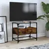 Image de vidaXL Meuble TV avec dessus en verre chêne fumé bois d'ingénierie