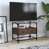Image de vidaXL Meuble TV avec dessus en verre chêne marron bois d'ingénierie