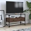 Image de vidaXL Meuble TV avec dessus en verre chêne marron bois d'ingénierie
