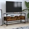 Image de vidaXL Meuble TV avec dessus en verre chêne fumé bois d'ingénierie