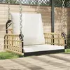 Image de vidaXL Balancelle avec coussins 63x58x39 cm résine tressée acier