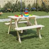 Image de vidaXL Table de pique-nique pour 4 enfants avec trou de parasol sapin
