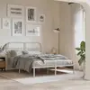 Image de vidaXL Cadre de lit métal sans matelas et tête de lit blanc 135x190 cm