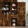 Image de vidaXL Buffet haut chêne fumé 50x42,5x185 cm bois d'ingénierie