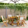Image de vidaXL Ensemble à manger de jardin 5 pcs blanc crème tissu bois massif