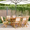 Image de vidaXL Ensemble à manger de jardin 7 pcs beige tissu et bois massif