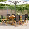 Image de vidaXL Ensemble à manger de jardin 7 pcs noir rotin et bois massif