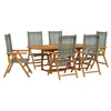 Image de vidaXL Ensemble à manger de jardin 7 pcs gris rotin et bois massif