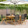 Image de vidaXL Ensemble à manger de jardin 7 pcs noir rotin et bois massif