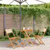 Image de vidaXL Ensemble de bistro 3 pcs beige tissu et bois massif
