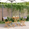 Image de vidaXL Ensemble de bistro 3 pcs bleu et blanc tissu et bois massif